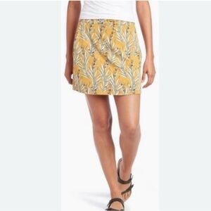 Yellow Boho Earthy Lightweight Beach Outdoor Casual Leaf Print Skirt by Kuhl